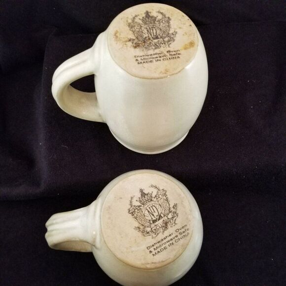 Pottery Mug Cup 4.75" Beige Lot of 2 Ceramic Porcelain Tableware - Picture 4 of 12